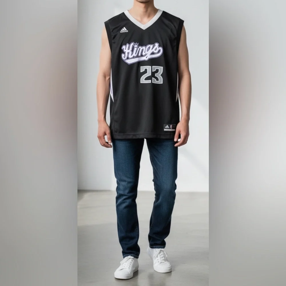 ⭐️NBA - ADIDAS - ⭐️BEN MCLEMORE KING WHITE & BLACK JERSEY “ 23 / 2014
